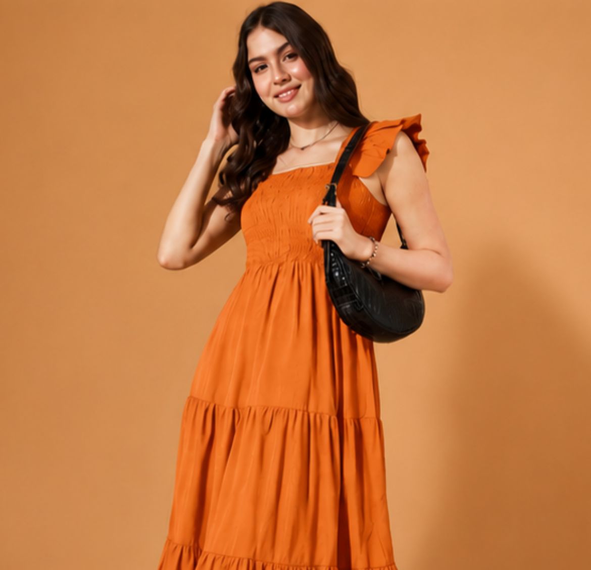 Women’s Mustard Sleeveless Smocked Maxi Dress