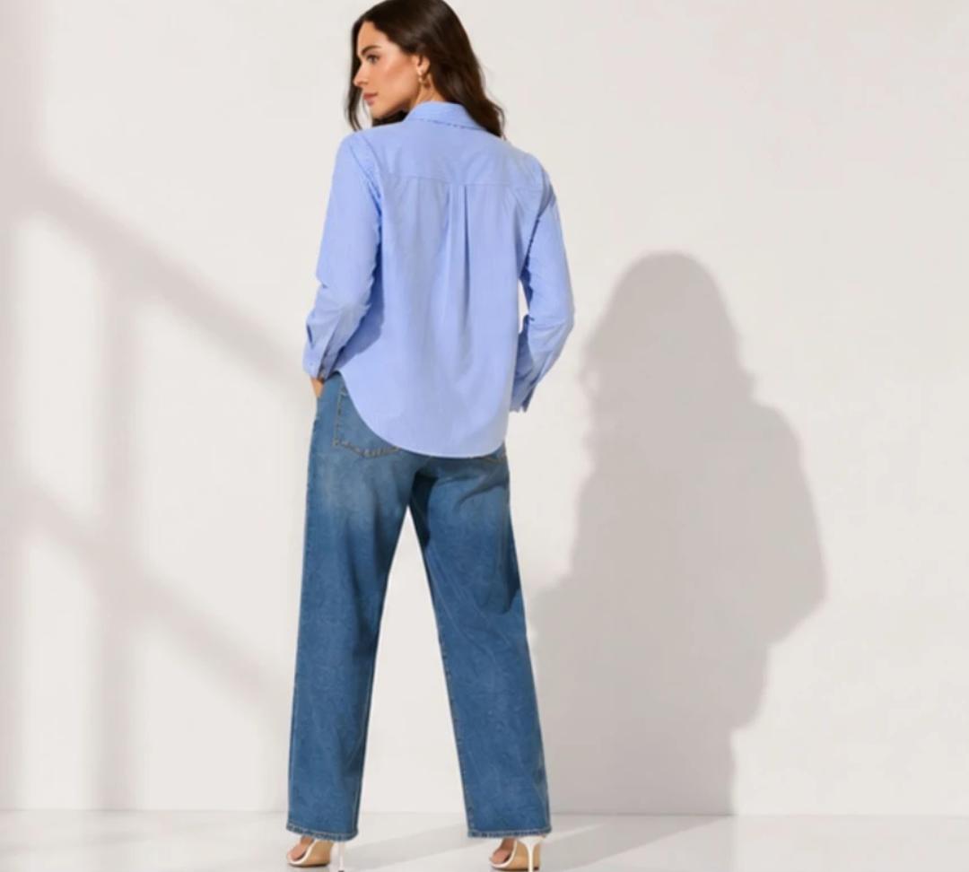 Women’s Blue Striped Formal Shirt
