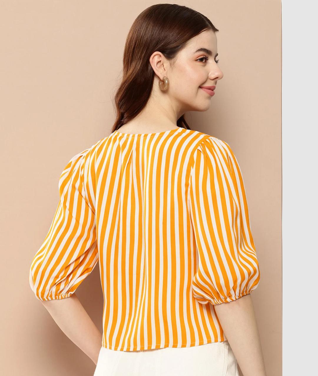 Sunny Striped Puff Sleeve Blouse
