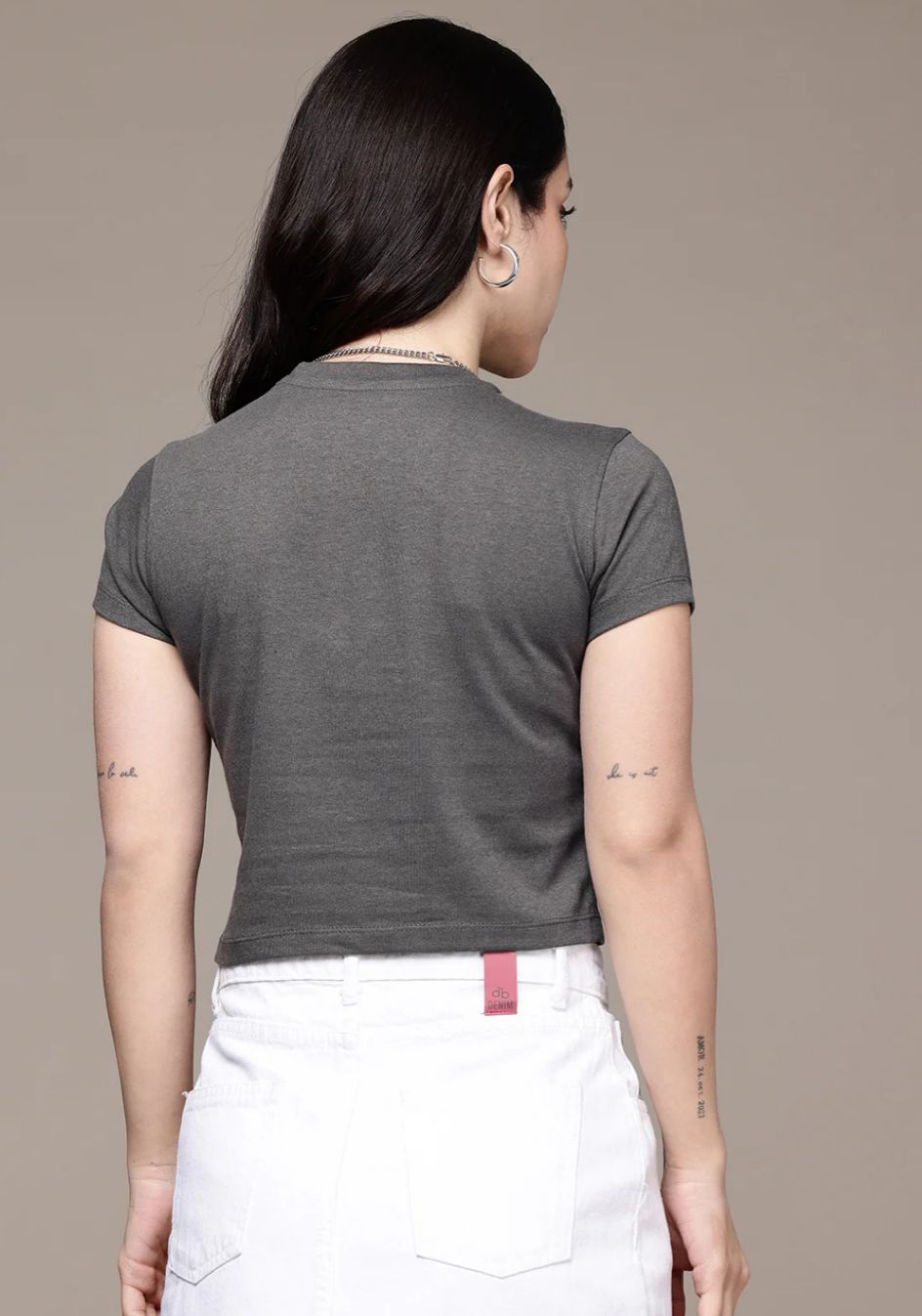 Charcoal Grey Essential Crop Tee