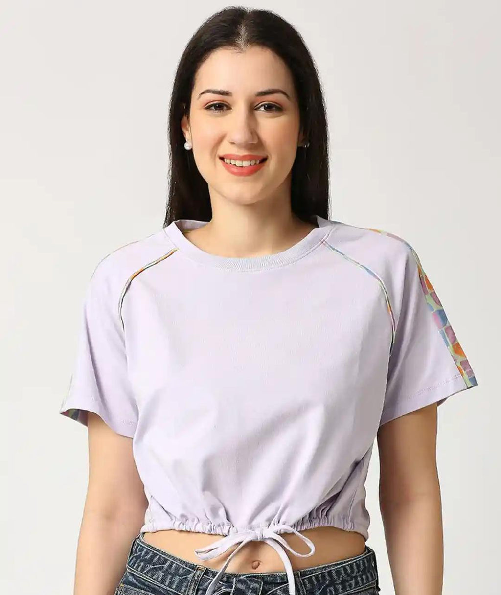 Crisp White Smocked-Waist Crop Tee