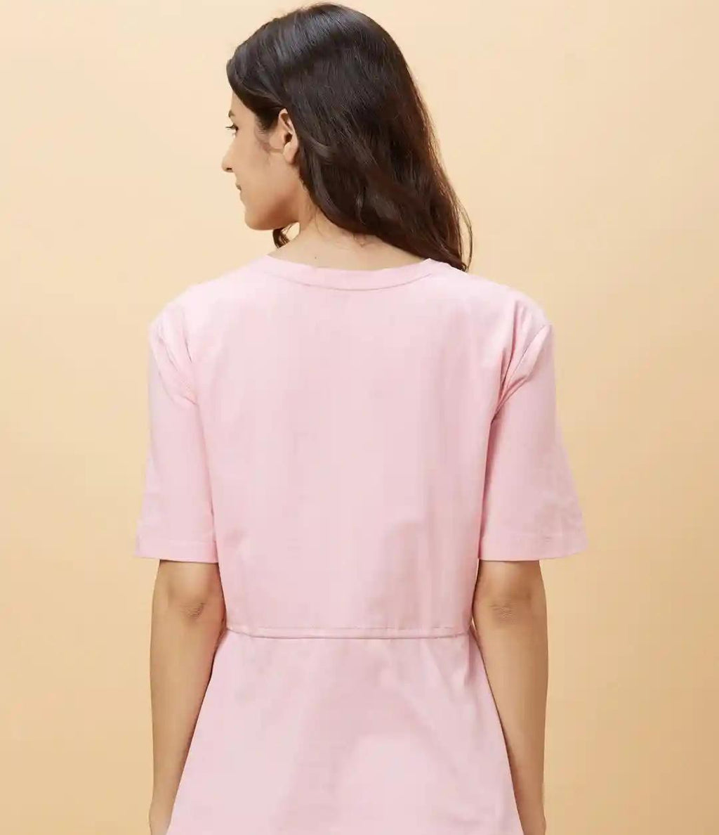 Blush Pink Front Lace-Up Corset Tee